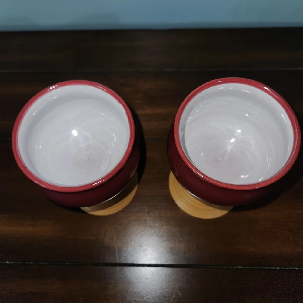 Pair of Vintage Czechoslovakia Pottery Goblets